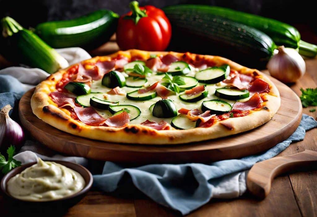 Pizza au velouté de courgettes et speck : recette gourmande et originale